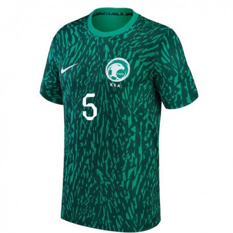 Kandiny Niño Camiseta Arabia Saudita Ali Al Bulayhi #5 Verde Oscuro 2ª Equipación 22-24 La Camisa Chile