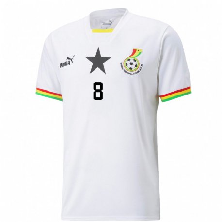 Kandiny Hombre Camiseta Ghana Daniel-kofi Kyereh #8 Blanco 1ª Equipación 22-24 La Camisa Chile