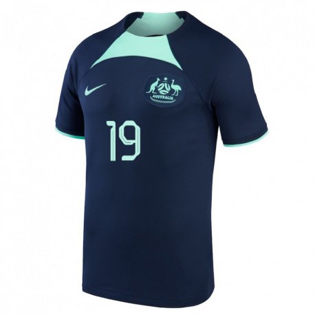 Kandiny Hombre Camiseta Australia Ryan Strain #19 Azul Oscuro 2ª Equipación 22-24 La Camisa Chile