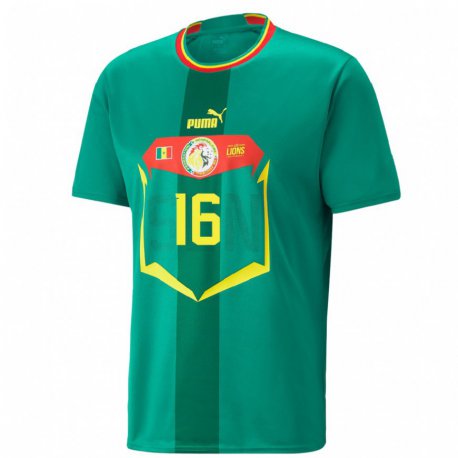 Kandiny Hombre Camiseta Senegal Edouard Mendy #16 Verde 2ª Equipación 22-24 La Camisa Chile