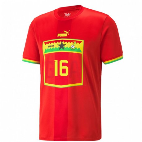 Kandiny Mujer Camiseta Ghana Joe Wollacott #16 Rojo 2ª Equipación 22-24 La Camisa Chile