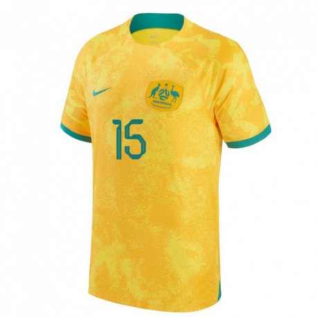 Kandiny Niño Camiseta Australia Caleb Watts #15 Dorado 1ª Equipación 22-24 La Camisa Chile