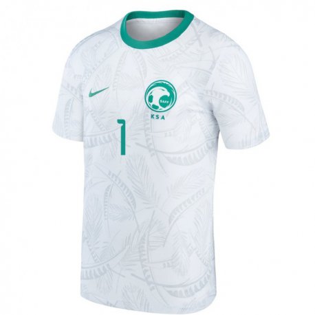 Kandiny Niño Camiseta Arabia Saudita Bader Kabli #1 Blanco 1ª Equipación 22-24 La Camisa Chile