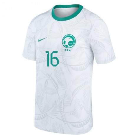 Kandiny Niño Camiseta Arabia Saudita Nawaf Aljadaani #16 Blanco 1ª Equipación 22-24 La Camisa Chile