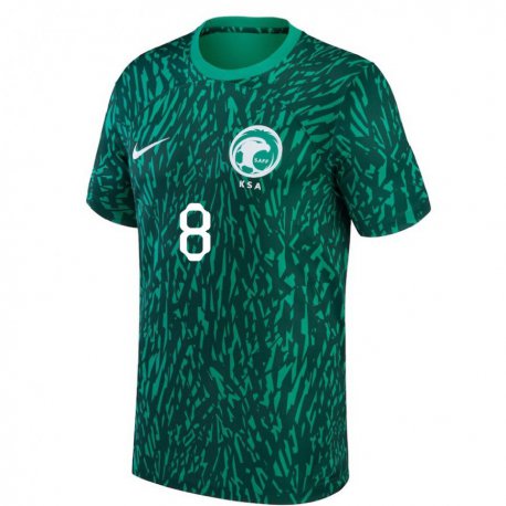 Kandiny Niño Camiseta Arabia Saudita Salem Alnajdi #8 Verde Oscuro 2ª Equipación 22-24 La Camisa Chile