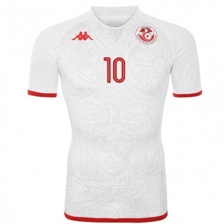 Kandiny Niño Camiseta Túnez Rayen Hamrouni #10 Blanco 2ª Equipación 22-24 La Camisa Chile