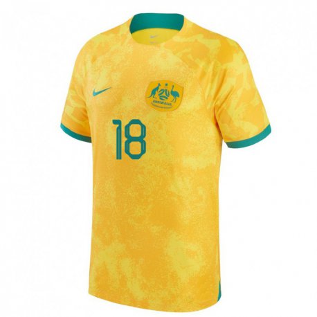 Kandiny Hombre Camiseta Australia Ashley Maynard Brewer #18 Dorado 1ª Equipación 22-24 La Camisa Chile