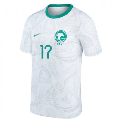 Kandiny Hombre Camiseta Arabia Saudita Mohammed Almarri #17 Blanco 1ª Equipación 22-24 La Camisa Chile