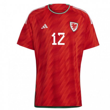 Kandiny Hombre Camiseta Gales Claire Skinner #12 Rojo 1ª Equipación 22-24 La Camisa Chile