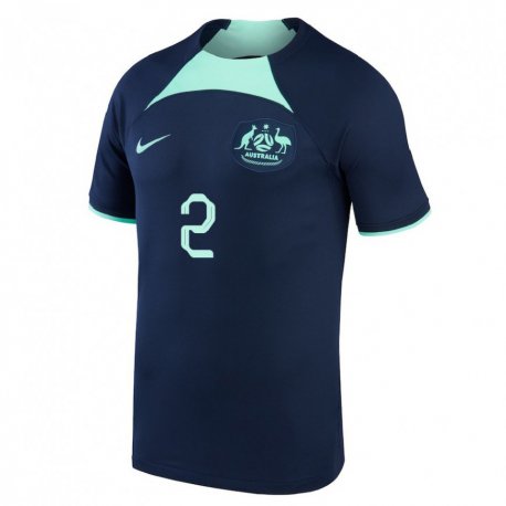 Kandiny Hombre Camiseta Australia Courtney Nevin #2 Azul Oscuro 2ª Equipación 22-24 La Camisa Chile