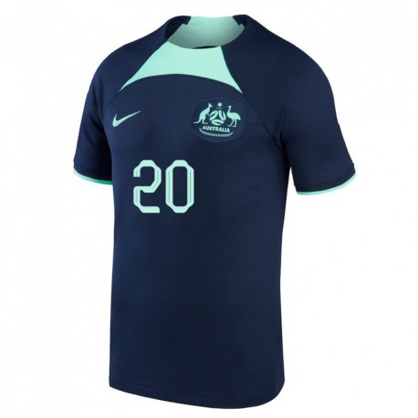 Kandiny Hombre Camiseta Australia Lachlan Wales #20 Azul Oscuro 2ª Equipación 22-24 La Camisa Chile