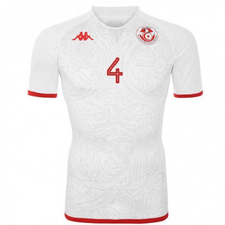 Kandiny Hombre Camiseta Túnez Chaima Alabbassi #4 Blanco 2ª Equipación 22-24 La Camisa Chile