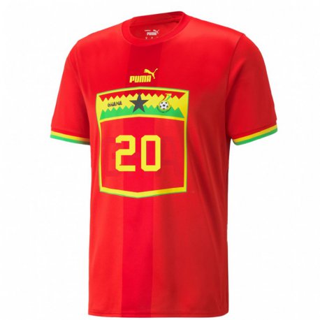 Kandiny Hombre Camiseta Ghana Louisa Aniwaa #20 Rojo 2ª Equipación 22-24 La Camisa Chile