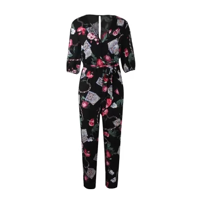 Kandiny - 2019 new explosion black print jumpsuit