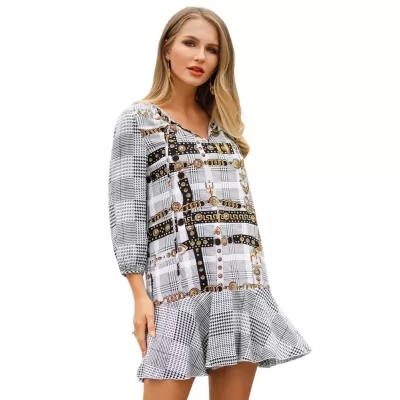 Kandiny - Hot early spring new V-neck short dress