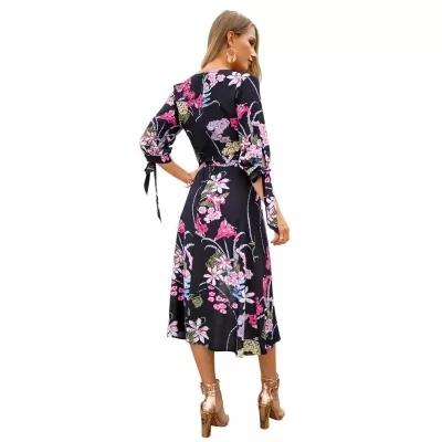 Kandiny - New printed sleeves V-neck elegant dress