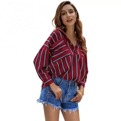 Kandiny - Ladies large size long sleeve striped shirt