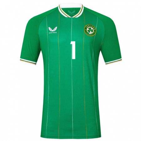 Kandiny Niño Camiseta Irlanda Gavin Bazunu #1 Verde 1ª Equipación 24-26 La Camisa Chile