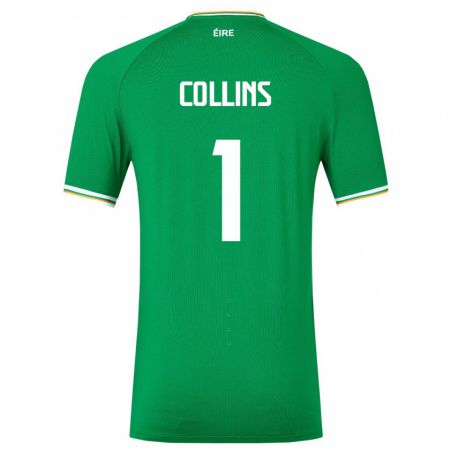 Kandiny Niño Camiseta Irlanda Joe Collins #1 Verde 1ª Equipación 24-26 La Camisa Chile