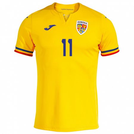 Kandiny Niño Camiseta Rumania Doru Andrei #11 Amarillo 1ª Equipación 24-26 La Camisa Chile