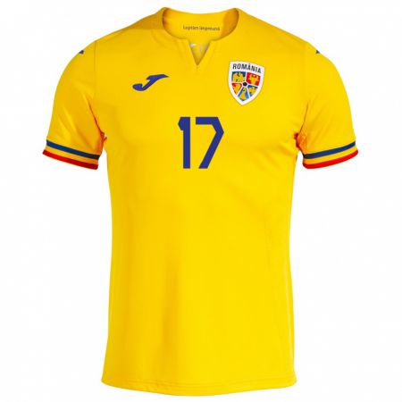 Kandiny Niño Camiseta Rumania Florinel Coman #17 Amarillo 1ª Equipación 24-26 La Camisa Chile