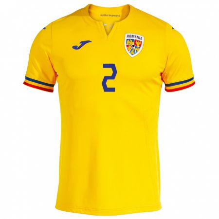 Kandiny Niño Camiseta Rumania Andrei Rațiu #2 Amarillo 1ª Equipación 24-26 La Camisa Chile