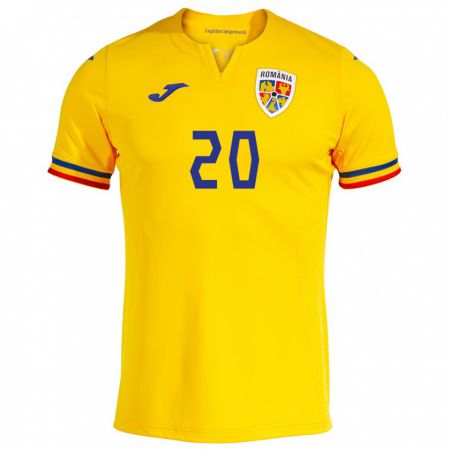 Kandiny Niño Camiseta Rumania Darius Olaru #20 Amarillo 1ª Equipación 24-26 La Camisa Chile