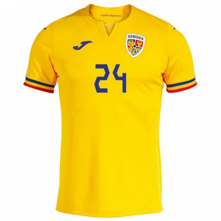 Kandiny Niño Camiseta Rumania Mădălina Tătar #24 Amarillo 1ª Equipación 24-26 La Camisa Chile