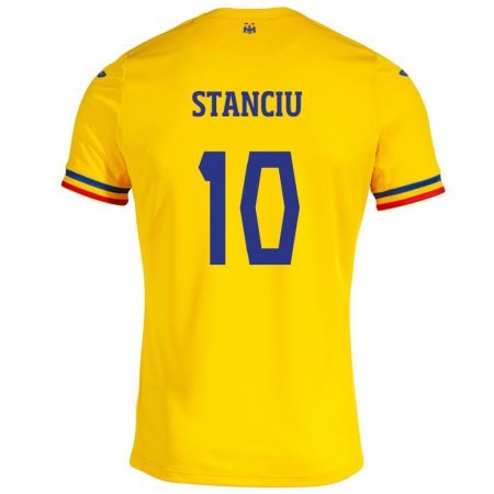 Kandiny Niño Camiseta Rumania Nicolae Stanciu #10 Amarillo 1ª Equipación 24-26 La Camisa Chile