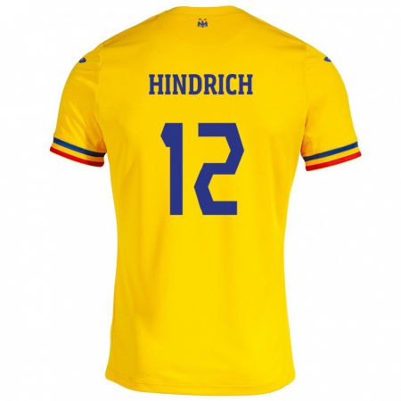 Kandiny Niño Camiseta Rumania Otto Hindrich #12 Amarillo 1ª Equipación 24-26 La Camisa Chile