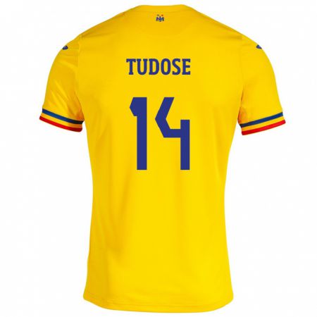 Kandiny Niño Camiseta Rumania Mario Tudose #14 Amarillo 1ª Equipación 24-26 La Camisa Chile