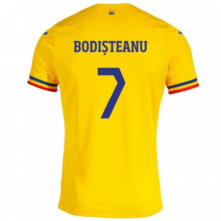 Kandiny Niño Camiseta Rumania Ștefan Bodișteanu #7 Amarillo 1ª Equipación 24-26 La Camisa Chile