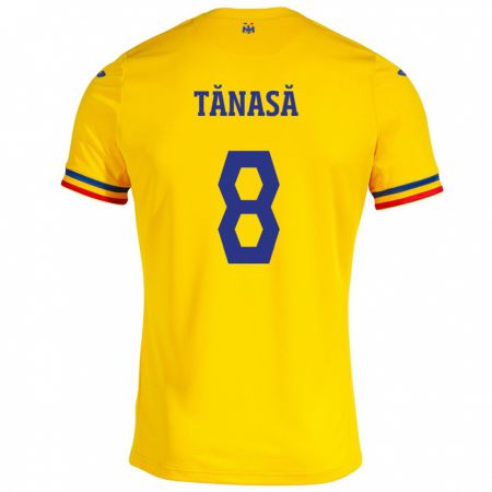 Kandiny Niño Camiseta Rumania Răzvan Tănasă #8 Amarillo 1ª Equipación 24-26 La Camisa Chile