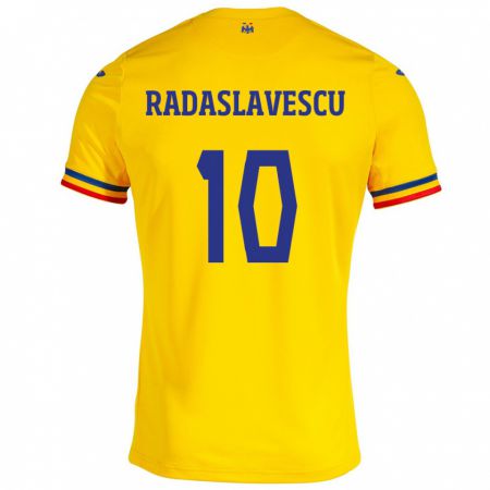 Kandiny Niño Camiseta Rumania Eduard Radaslavescu #10 Amarillo 1ª Equipación 24-26 La Camisa Chile