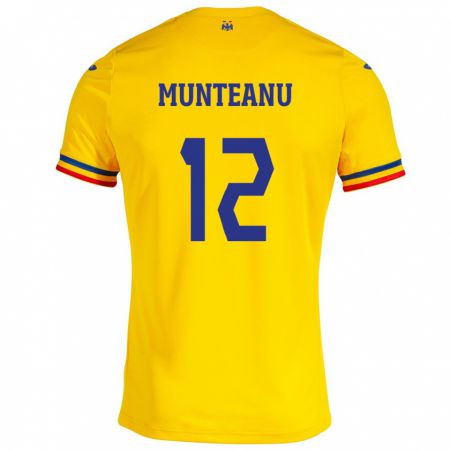 Kandiny Niño Camiseta Rumania Rafael Munteanu #12 Amarillo 1ª Equipación 24-26 La Camisa Chile