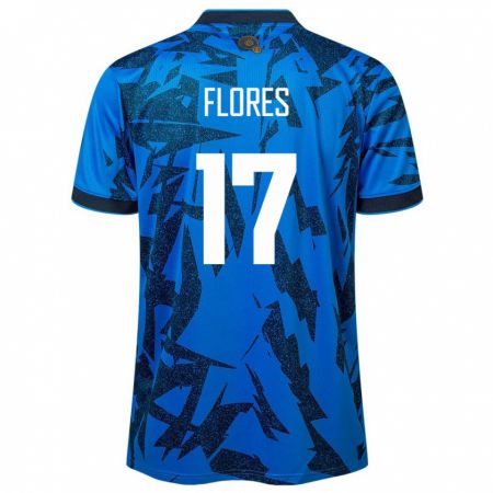 Kandiny Niño Camiseta El Salvador Diego Flores #17 Azul 1ª Equipación 24-26 La Camisa Chile