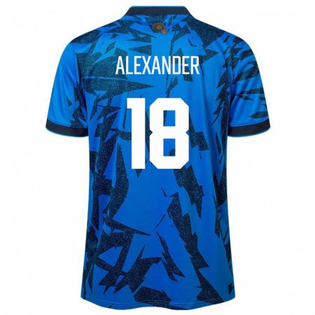 Kandiny Niño Camiseta El Salvador Alexander Aguilar #18 Azul 1ª Equipación 24-26 La Camisa Chile