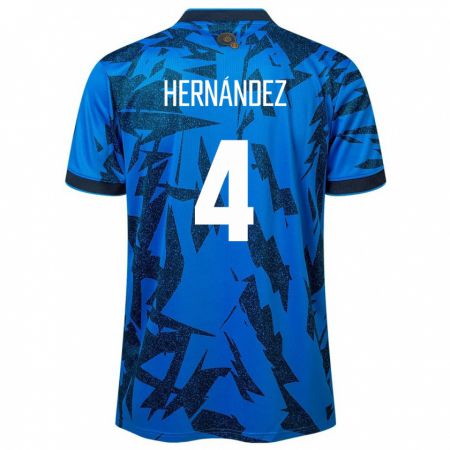 Kandiny Niño Camiseta El Salvador Elaily Hernández #4 Azul 1ª Equipación 24-26 La Camisa Chile