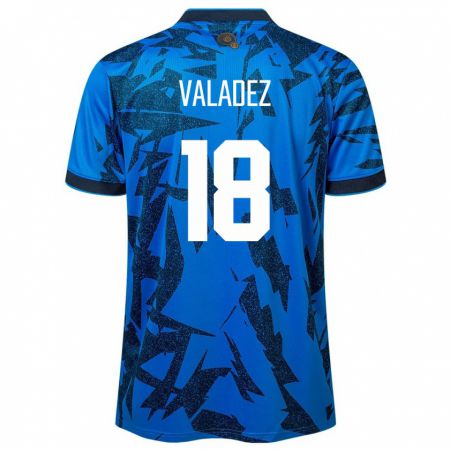 Kandiny Niño Camiseta El Salvador Samantha Valadez #18 Azul 1ª Equipación 24-26 La Camisa Chile