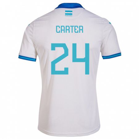 Kandiny Niño Camiseta Honduras Daniel Carter #24 Blanco 1ª Equipación 24-26 La Camisa Chile