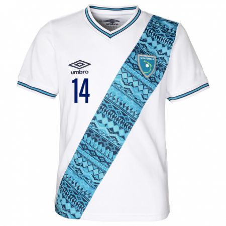 Kandiny Niño Camiseta Guatemala Kevin Illescas #14 Blanco 1ª Equipación 24-26 La Camisa Chile