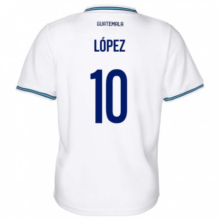 Kandiny Niño Camiseta Guatemala Antonio López #10 Blanco 1ª Equipación 24-26 La Camisa Chile