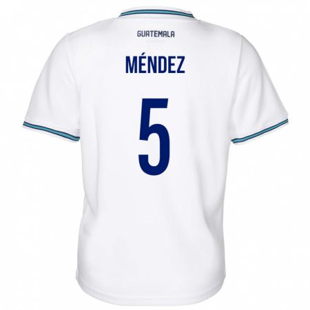 Kandiny Niño Camiseta Guatemala Diego Méndez #5 Blanco 1ª Equipación 24-26 La Camisa Chile