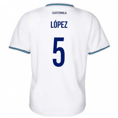 Kandiny Niño Camiseta Guatemala Jeffery López #5 Blanco 1ª Equipación 24-26 La Camisa Chile