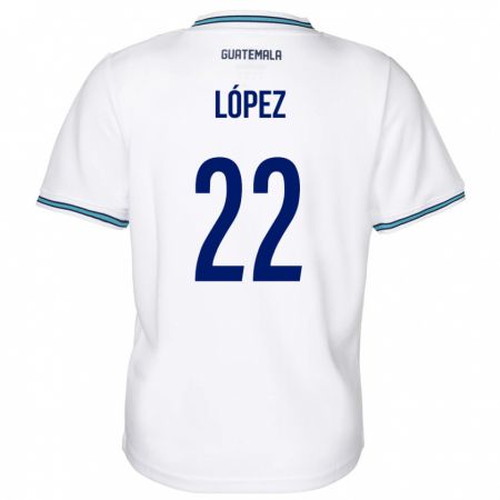 Kandiny Niño Camiseta Guatemala Whitney López #22 Blanco 1ª Equipación 24-26 La Camisa Chile