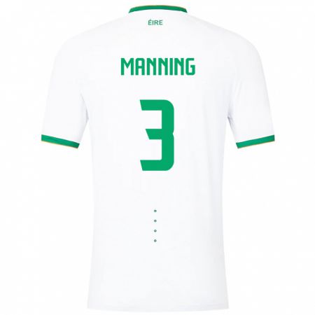 Kandiny Niño Camiseta Irlanda Ryan Manning #3 Blanco 2ª Equipación 24-26 La Camisa Chile