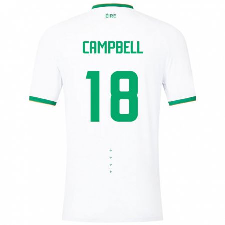 Kandiny Niño Camiseta Irlanda Megan Campbell #18 Blanco 2ª Equipación 24-26 La Camisa Chile