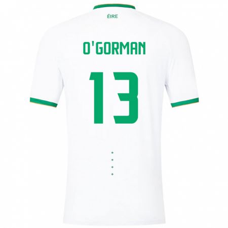 Kandiny Niño Camiseta Irlanda Áine O'gorman #13 Blanco 2ª Equipación 24-26 La Camisa Chile