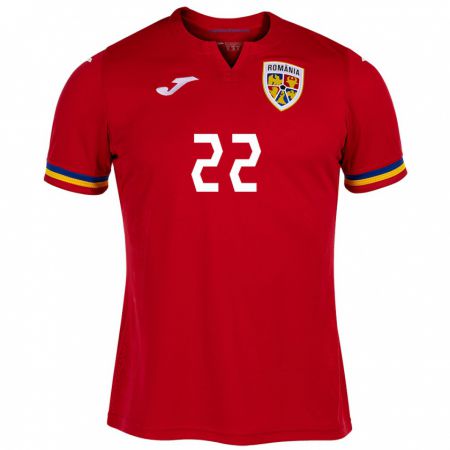 Kandiny Niño Camiseta Rumania Vladislav Blănuță #22 Rojo 2ª Equipación 24-26 La Camisa Chile