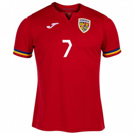 Kandiny Niño Camiseta Rumania Ștefan Bodișteanu #7 Rojo 2ª Equipación 24-26 La Camisa Chile